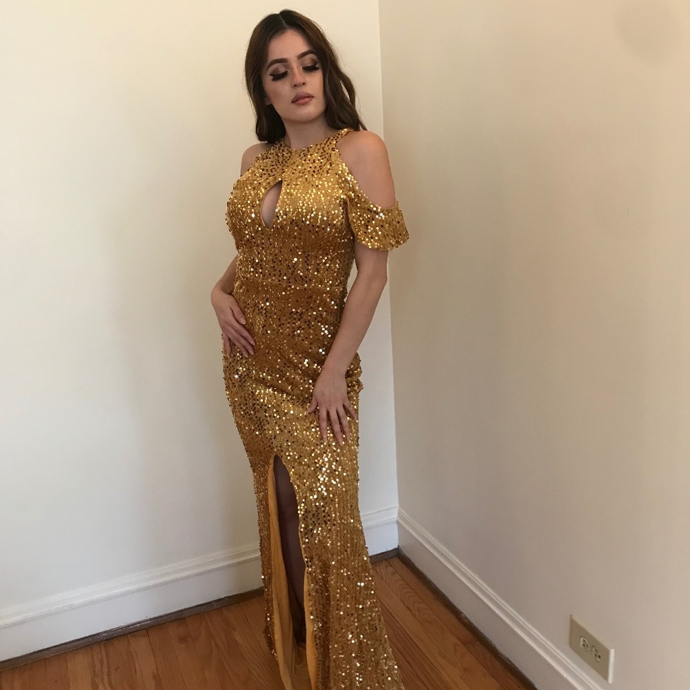 Gold sequin dress